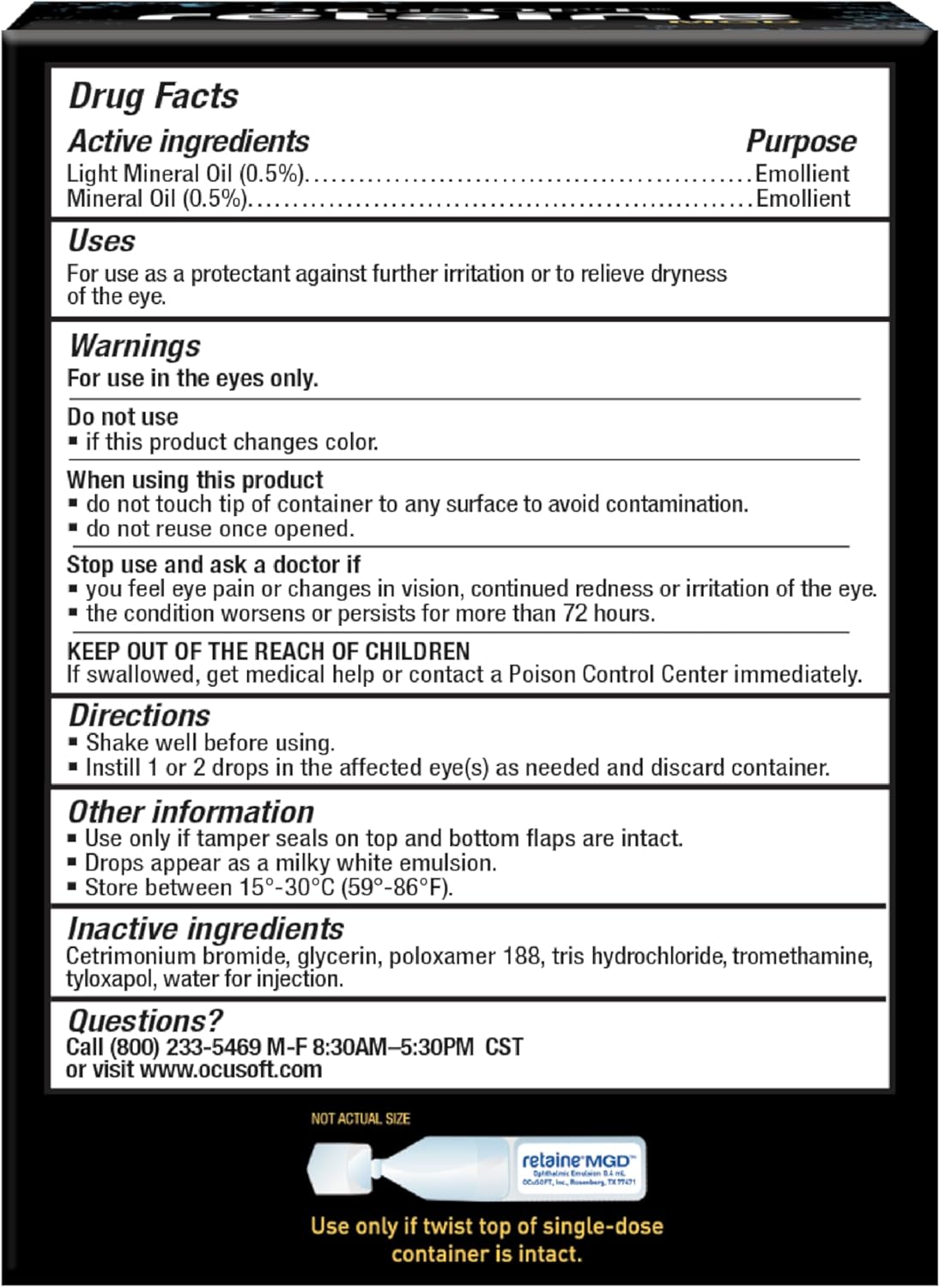 OCuSOFT Retaine MGD Ophthalmic Emulsion - 0.01 Fl Oz (30-pack)