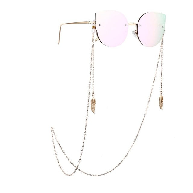 Eye glasses necklace - Elegant Gold Leaves