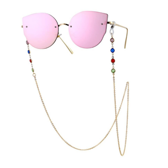 Eye glasses necklace - Crystal Bead Chain