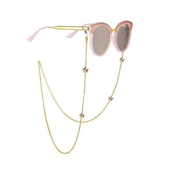 Eye glasses necklace - Gold Star Bead Chain