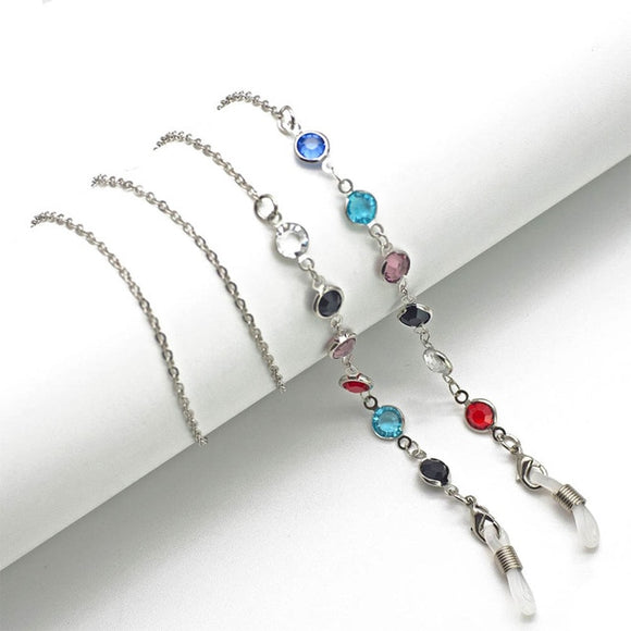 Eye glasses necklace - Colorful Silver Chain