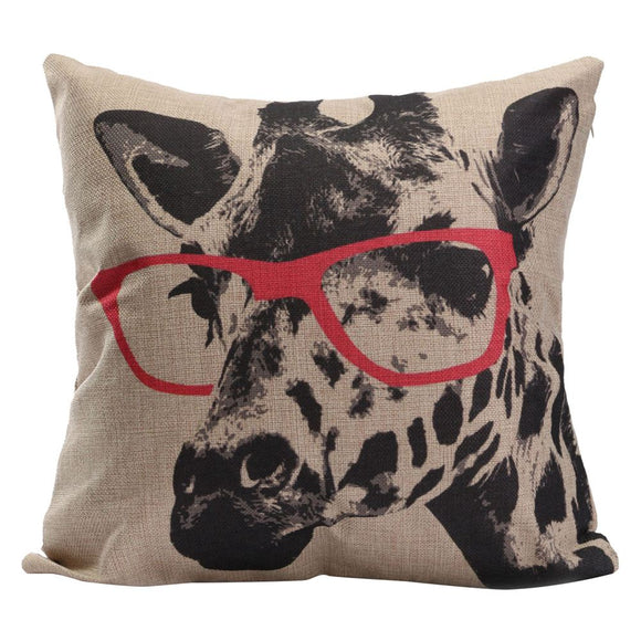 Giraffe with Red Glasses Throw Pillow Case